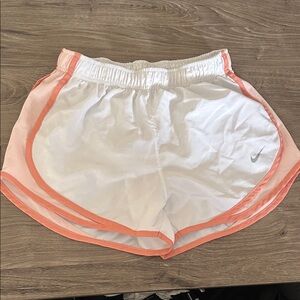 Nike Women's White and Peach Athletic Shorts Size S